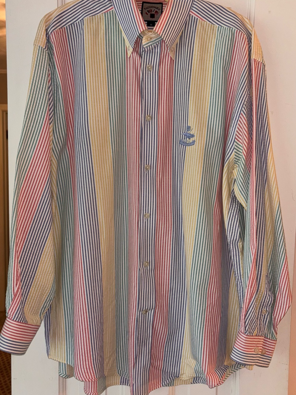 Faconnable Men's Pastel Multicolor Striped Button-Down Shirt